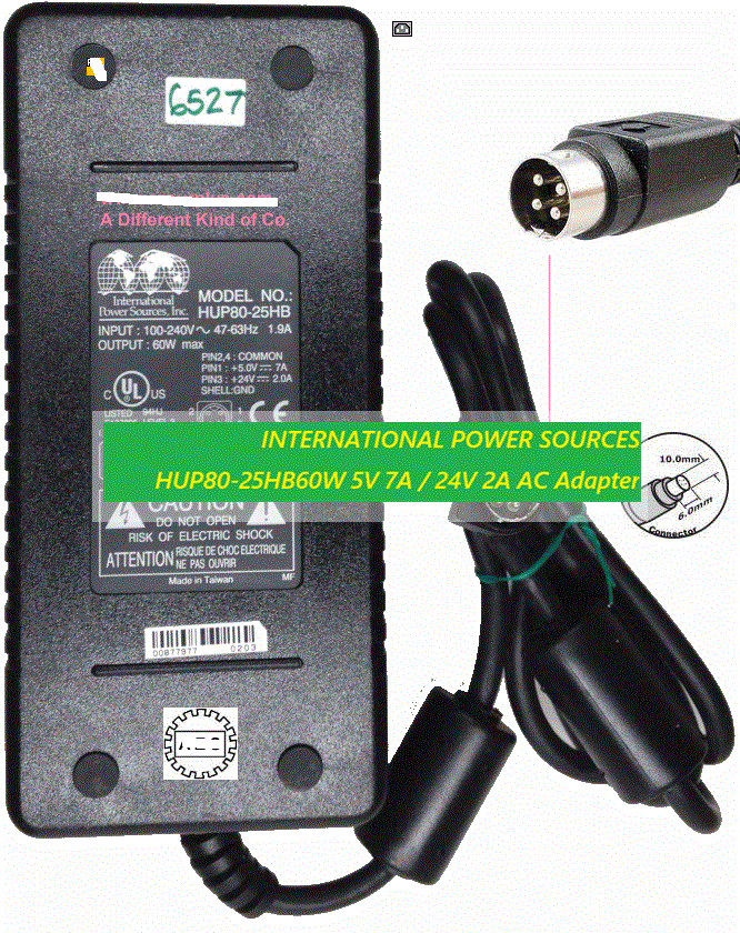 *Brand NEW*INTERNATIONAL POWER SOURCES HUP80-25HB 60W 5V 7A / 24V 2A AC Adapter Power Supply 4-Pin Kycon DIN 1